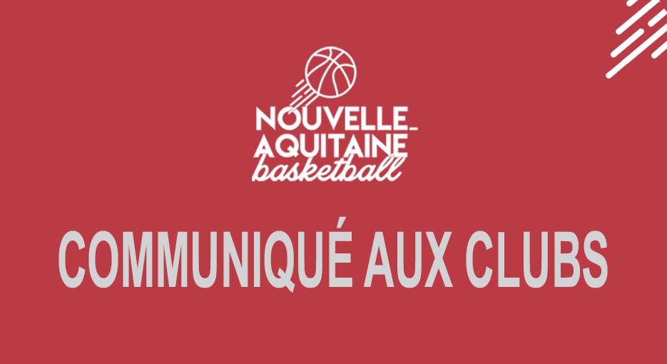 Ligue Nouvelle-Aquitaine : Communiqué aux clubs (2)